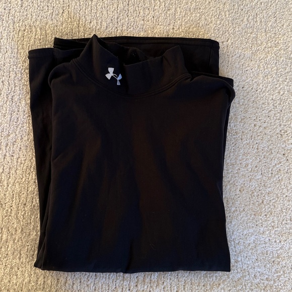 Under Armour Men’s Thermal Long Sleeve Black Mock Neck Top Size Medium Heat Gear - Picture 6 of 7